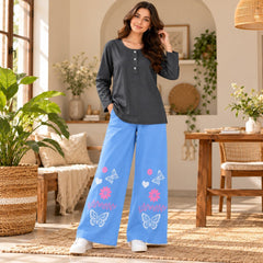 Pink Top & Black Bow Printed Trouser Co-ord Set - The Idea