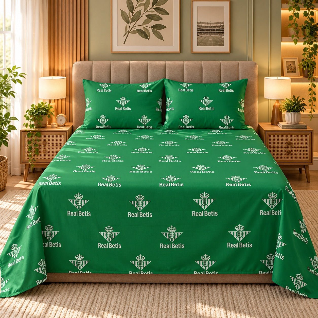 Real Betis Football Kids Double Bed Sheet with 2 Pillow Cases - The Idea