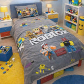 Roblox Grey Heroes Kids Single Bed Sheet with Pillow Case - The Idea