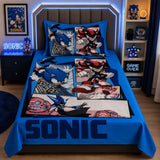 Sonic The Hedgehog kids single bed sheet with pillow case by Haris Collection