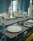 Charcoal Velvet Dining Set – Table Runner, 6 Placemats & 6 Spoon Covers