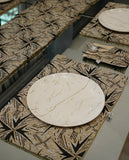 Black Gold Branch Jacquard Dining Set – Table Runner, 6 Placemats & 6 Spoon Covers