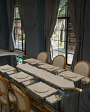 Antique Gold Jacquard Dining Set – Table Runner, 6 Placemats & 6 Spoon Covers