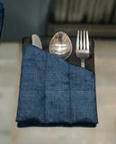 Navy Blue Velvet Dining Set – Table Runner, 6 Placemats & 6 Spoon Covers