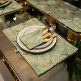 Sage Green Floral Jacquard Dining Set – Table Runner, 6 Placemats & 6 Spoon Covers
