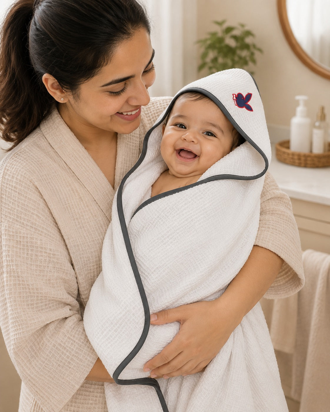 Bunny Embroidered Hooded Baby Towel