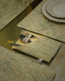 Sage Green Starburst Jacquard Dining Set – Table Runner, 6 Placemats & 6 Spoon Covers