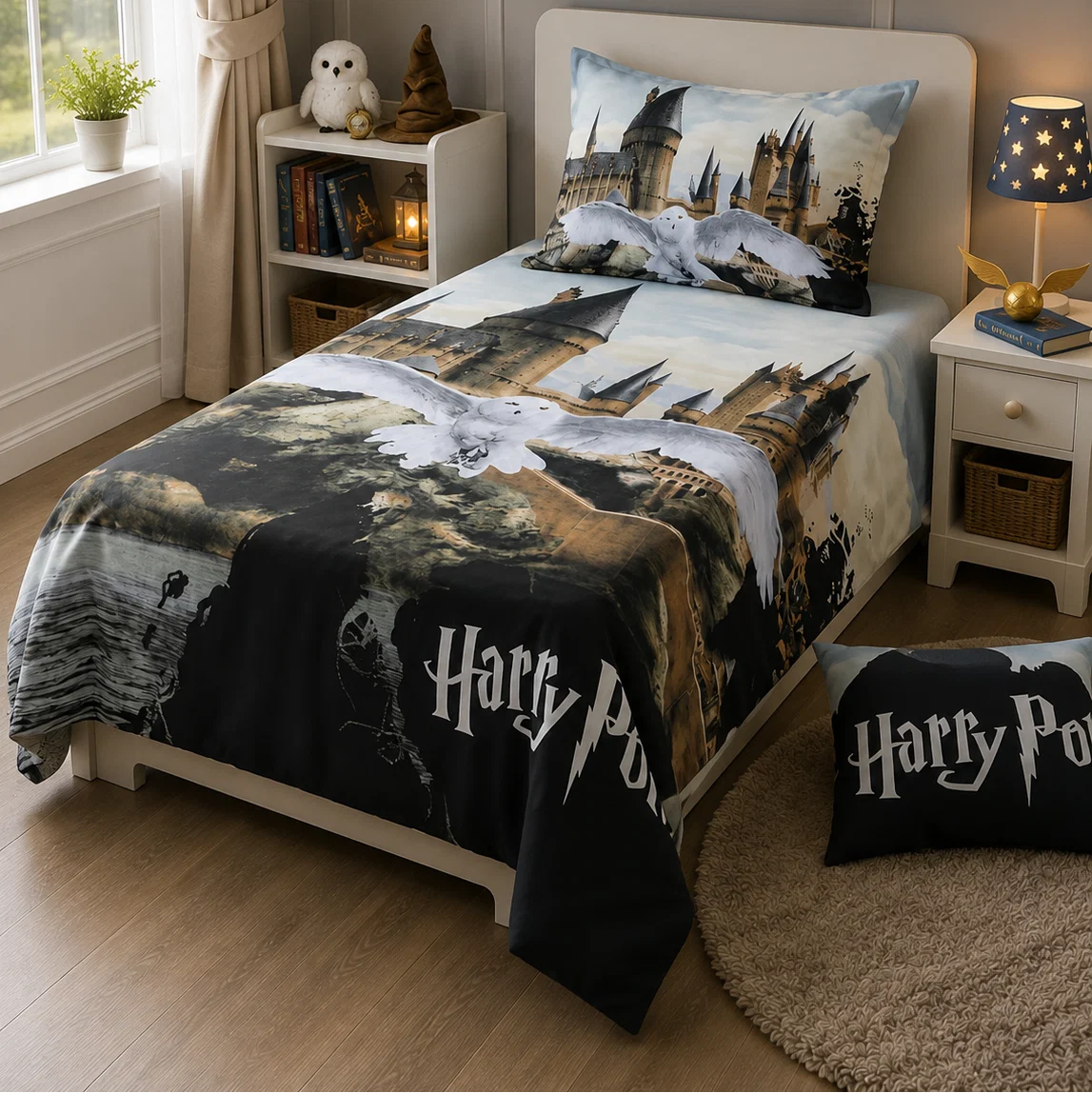 Wizard school print kids single bedsheet 60x90 inches