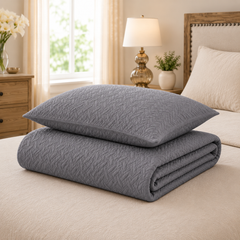 Grey 3 PCS Quilted Bed Spread Set