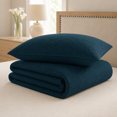 Teal Blue 3 PCS Quilted Bed Spread Set