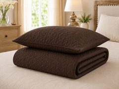 Brown 3 PCS Quilted Bed Spread Set