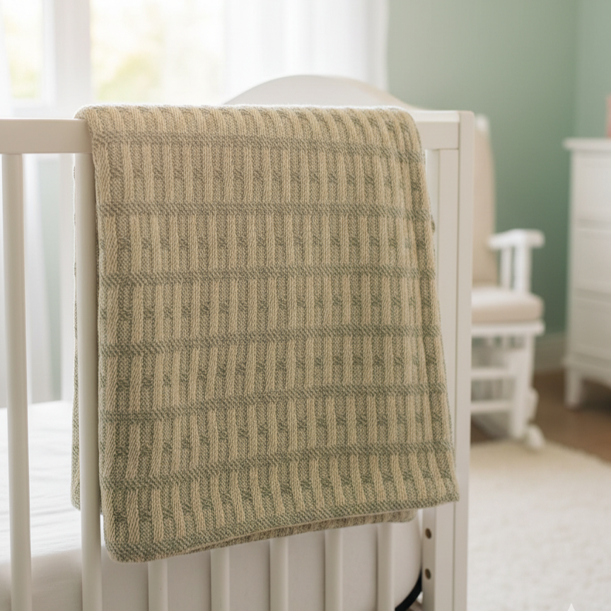 Organic Cotton Waffle Baby Blanket Yarn Dyed