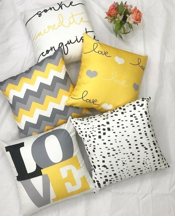 GreyGold Love Cushion Cover Pack of 5