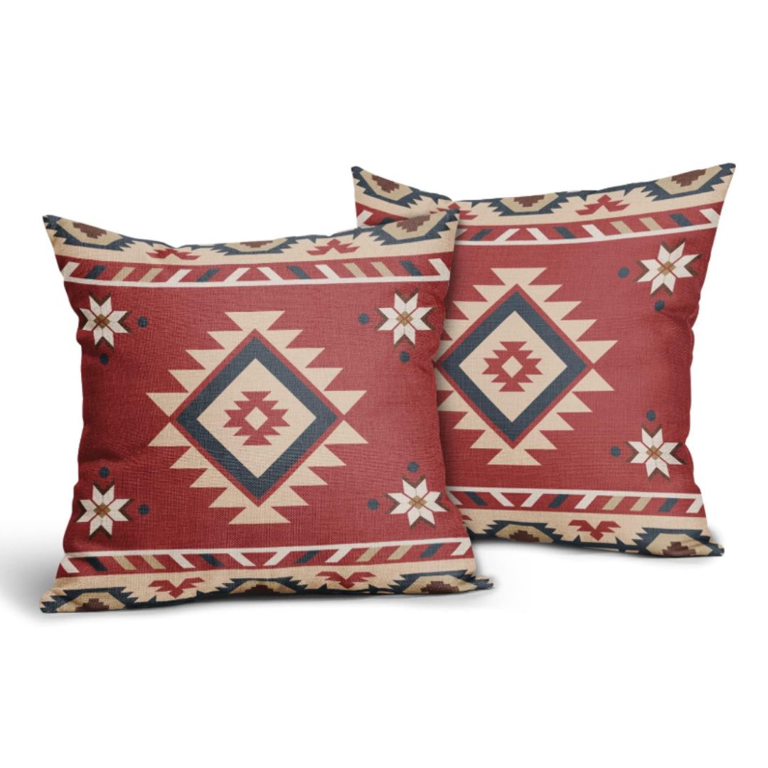 Red Southwest Pillow Covers Pack of 2