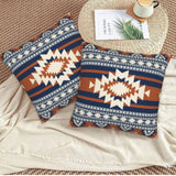 Blue Burnt Orange Pillow Case Pack of 2