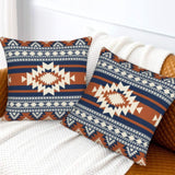 Blue Burnt Orange Pillow Case Pack of 2