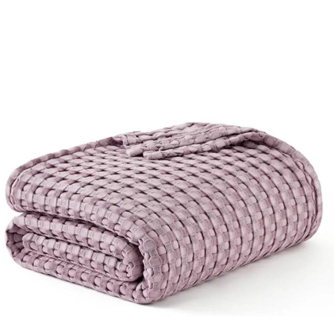 Cotton Waffle King Size Blanket Summer Blanket Bamboo for Luxury Throws