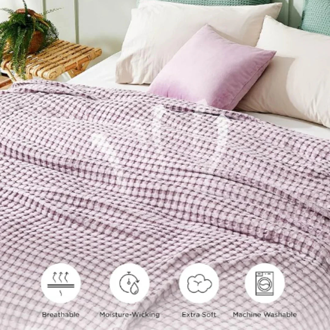 Cotton Waffle King Size Blanket Summer Blanket Bamboo for Luxury Throws