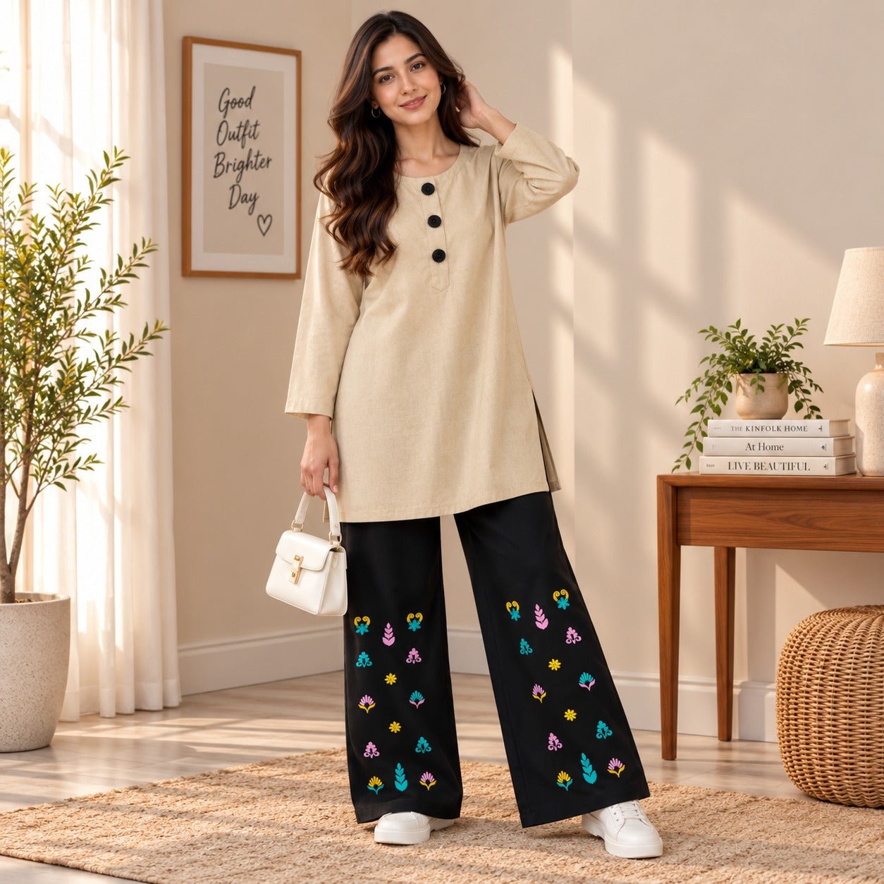 Beige Floral Co-ord Set - The Idea