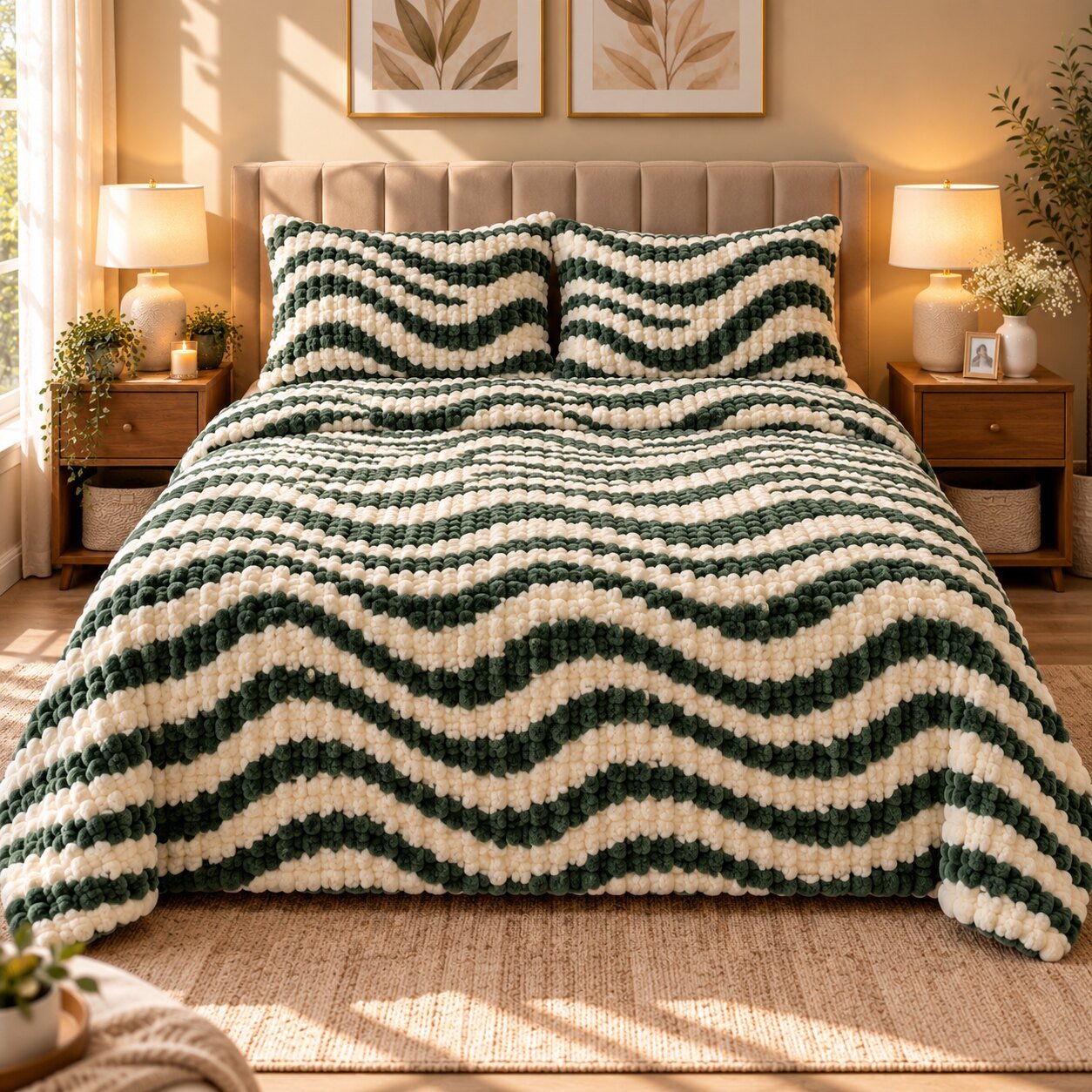 Berry Chevron Fleece Double Bed Sheet with 2 Pillow Cases - 90 x 95 Inches - The Idea