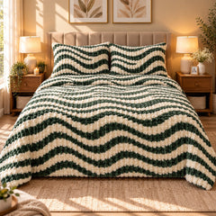 Berry Chevron Fleece Double Bed Sheet with 2 Pillow Cases - 90 x 95 Inches - The Idea