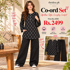 Black Scissor Print Top & Black Cargo Trouser Co-ord Set - The Idea