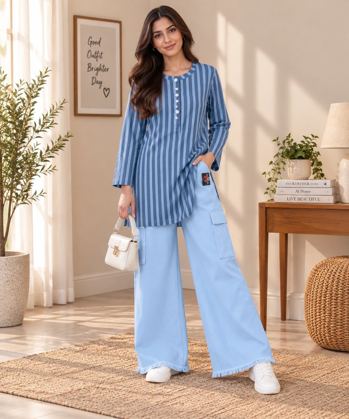 Blue Stripe Cargo Co-ord Set - The Idea