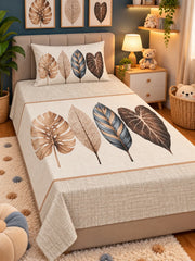 Botanical Leaves Kids Single Bed Sheet with Pillow Case - The Idea
