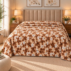 Caramel Floral Sherpa Blanket