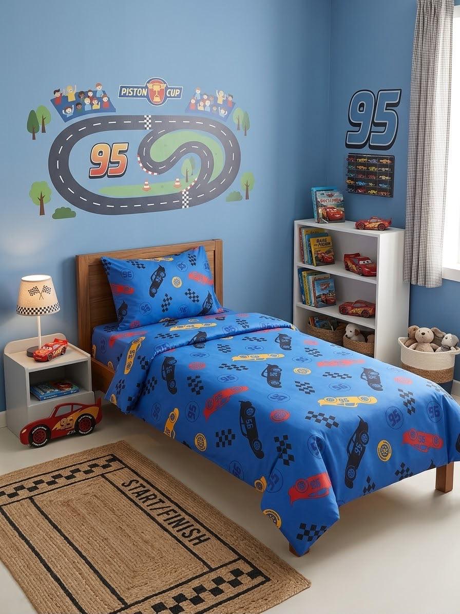 Cars Piston Cup 95 Kids Single Bed Sheet with Pillow Case - The Idea