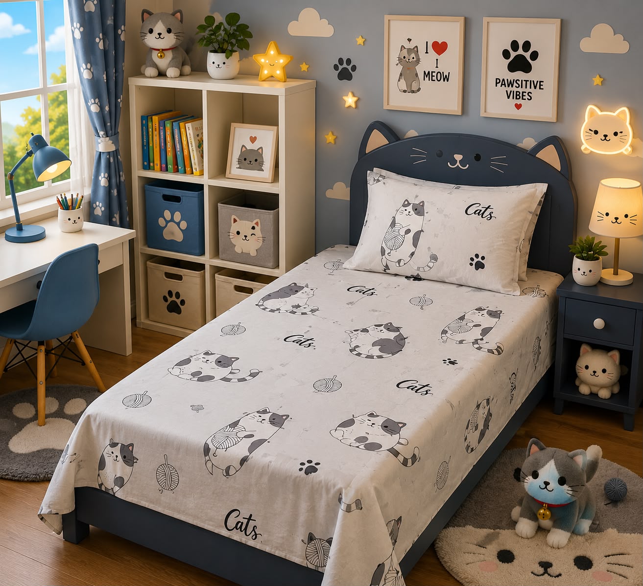 Cats and Yarn kids bedding set by Sunny