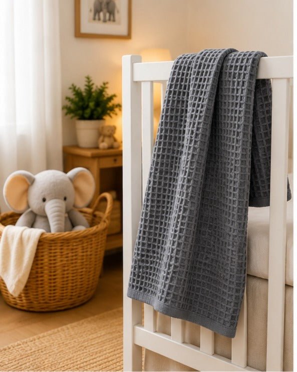 Charcoal Honeycomb Waffle Cotton Baby Blanket – Breathable Newborn Blanket - The Idea