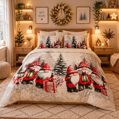 Christmas Gnome Lanterns Kids Double Bed Sheet with 2 Pillow Cases - The Idea