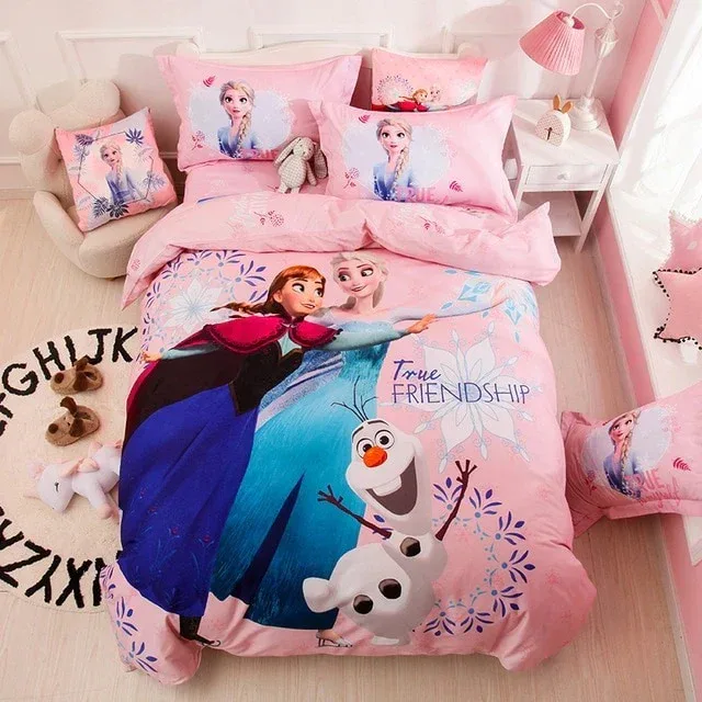 Ice Princess Friendship Print Poly-Cotton Bedsheet Set – Single Bed (60x90) – Pink