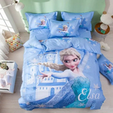 Ice Queen Castle Print Poly-Cotton Bedsheet Set – Single Bed (60x90) – Sky Blue