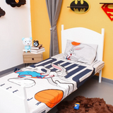 Basketball Bunny Cartoon Print Poly-Cotton Bedsheet Set – Single Bed (60x90) – Grey/Navy