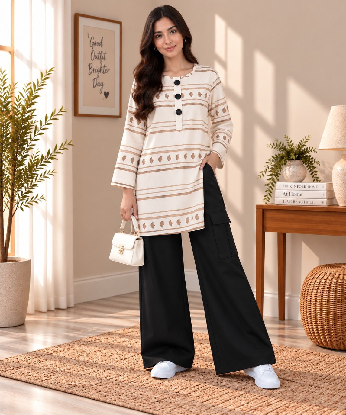 Cream Stripe Co-ord Set - The Idea