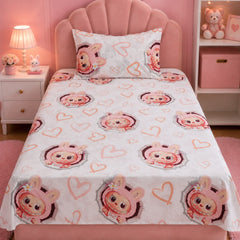 Cute Bunny kids single bed sheet with matching pillow case