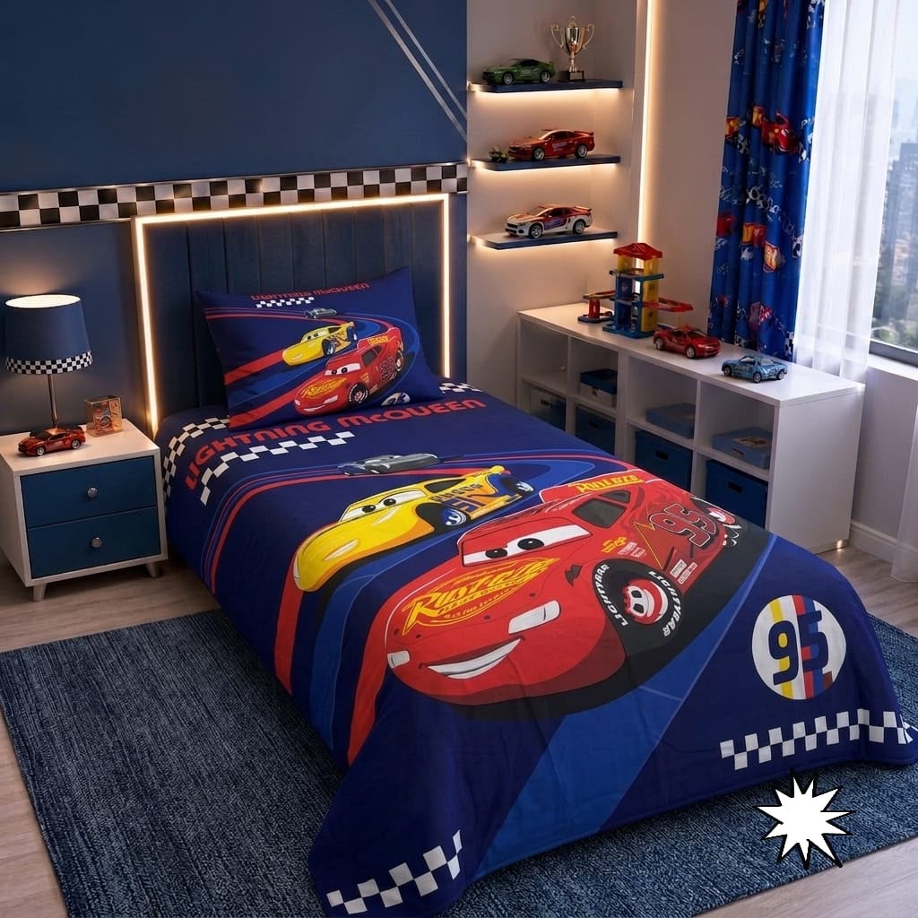 Disney Cars McQueen No.95 kids single bed sheet with pillow case by Haris Collection