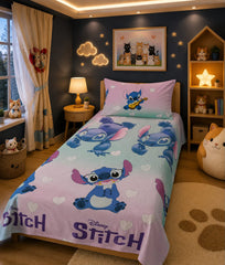 Disney Stitch Single Bed Sheet with Pillow Case