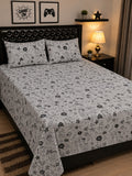Doodle Grey Kids Double Bed Sheet with 2 Pillow Cases