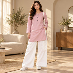 Dusty Pink Top & White Cargo Trouser Co-ord Set - The Idea
