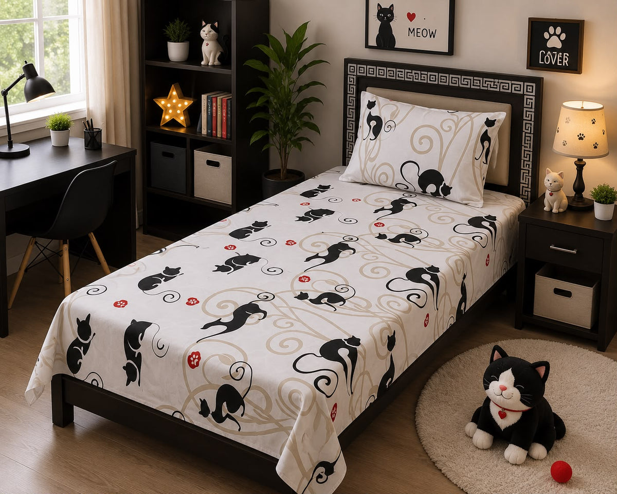 Elegant Black Cats kids bedding set by Sunny