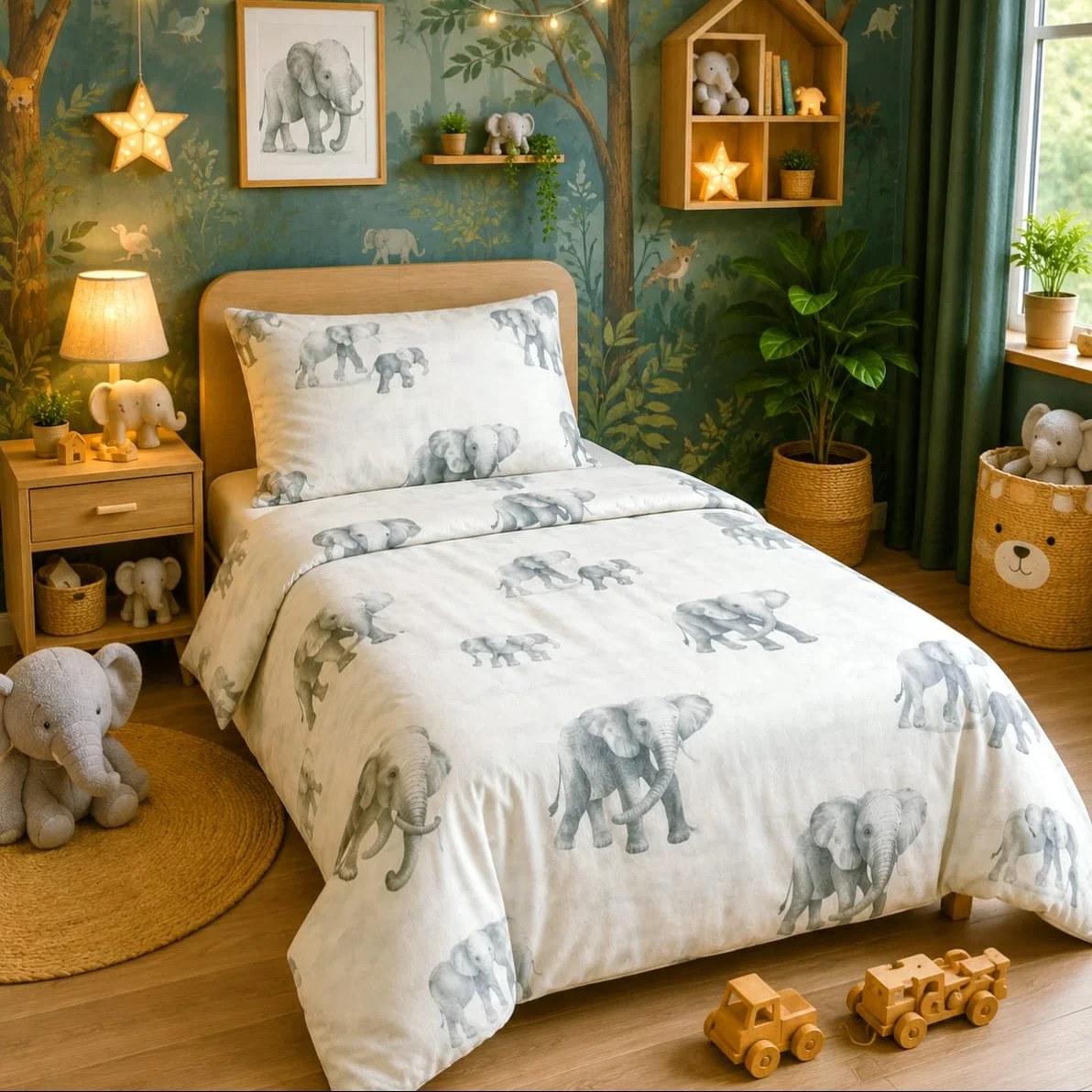 Grey elephant kids single bedsheet 60x90 inches