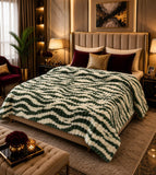 Luxury Emerald Wave Fleece Blanket Double Bed