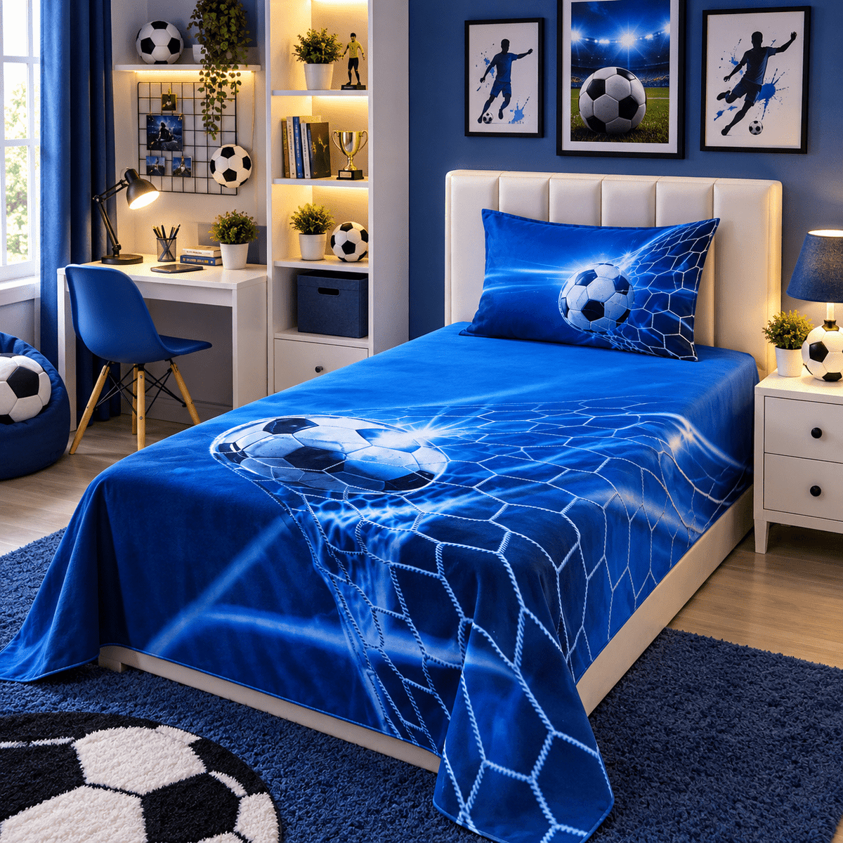 Football Play To Win Champion Kids Single Bed Sheet with Pillow Case - The Idea