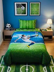 Football Player Goal Kids Single Bed Sheet with Pillow Case - The Idea