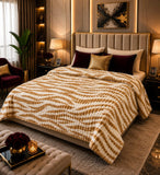 Luxury Golden Zebra Fleece Blanket Double Bed