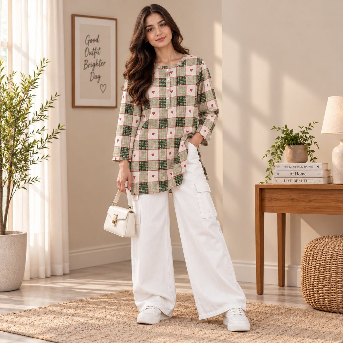 Green Heart Check Co-ord Set - The Idea