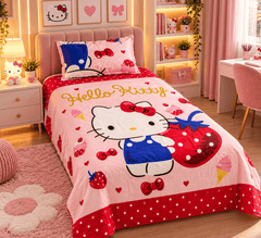 Hello Kitty Strawberry Kids Single Bed Sheet with Pillow Case - The Idea